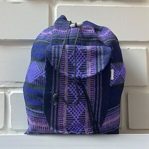 Lillo Bohemian Purple Black Backpack hippie drawstring backpack Y2K vintage​​